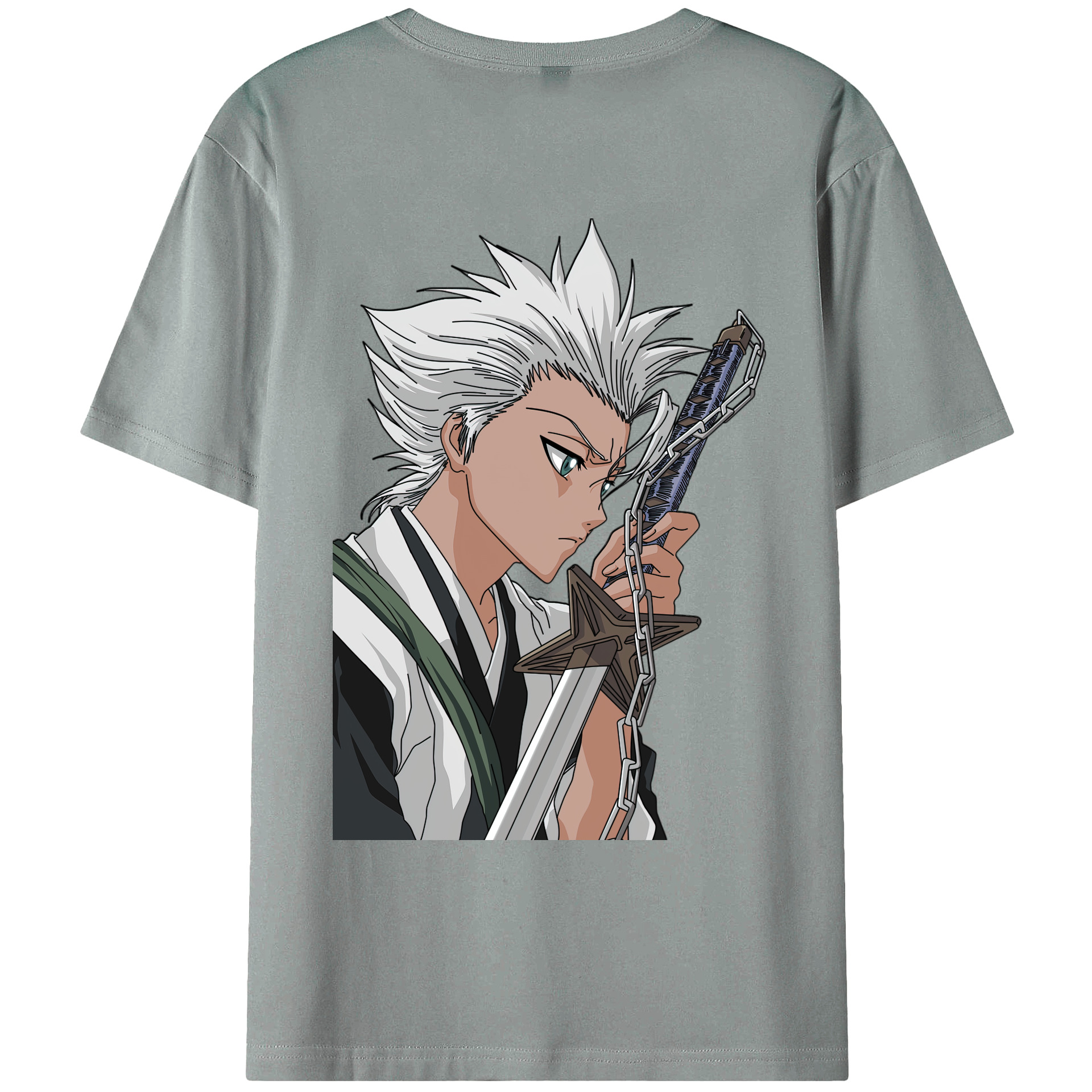 （画像用） ブリーチ 日番谷冬獅郎（ひつがや とうしろう） BLEACH Hitsugaya Toushirou 綿100％ メンズ半袖Tシャツ（バックプリント） 通気性